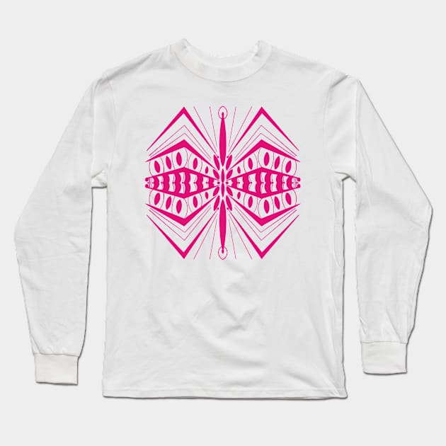 Pink Symmetrical pattern, spider shape Long Sleeve T-Shirt by Subspace Balloon